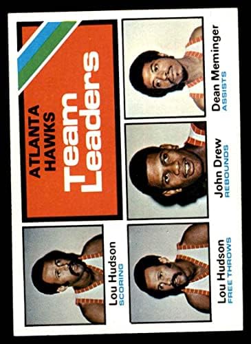 1975 Лидери Topps # 116 Хоукс Джон Дрю / Дийн Мемингер/Лу Хъдсън Атланта Хоукс (Баскетболно карта) БИВШ Хоукс Минесота