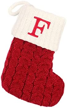Коледни Чорапи TODOZO с Инициали, Големи Бродирани Букви, Възли Червено-Бели Коледни Чорапи за Украса на семейни празници
