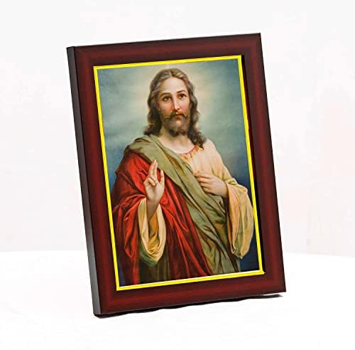 зигзагообразная Рамка за снимки на нашия Господ Исус Христос За Стена/Плот /Стая с Малки размери (6x8 инча, Акрилно стъкло)