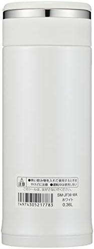 Бутилка за вода Zojirushi SM-JF36-WA, на Чаша от неръждаема стомана, за директно пиене, Лека, удерживающая студ и топлина, 12,2 течни унции (360 мл), бяла
