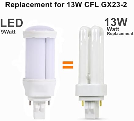 Основната led лампа SATZOL Plug and Play 9W GX23-2, led лампа PL капацитет 900 Lm, топло бяла 3000 До равностойността на 13 W 18 W КФЛ, съвместима с баласт, 2 комплекта (топъл бял 3000 До)
