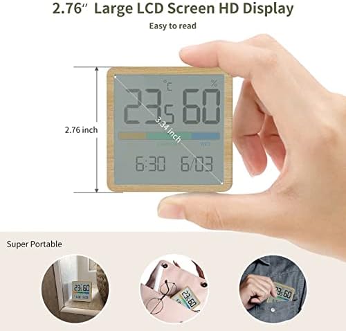 XDKLL LCD цифров часовник влага Стаен Термометър, Влагомер за домашния офис, Тенис на измерване на температурата и влажността