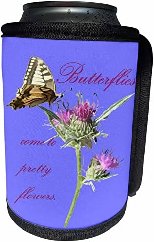 3d Пеперуда Рози Долитат До Красиви цветове, Поговорка - Опаковки за бутилки-охладители в банката (cc_356961_1)