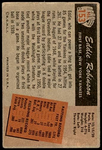 1955 Боуман # 153 Еди Робинсън Ню Йорк Янкис (Бейзболна карта) Карта Дина 2 - ДОБРИ Янкис